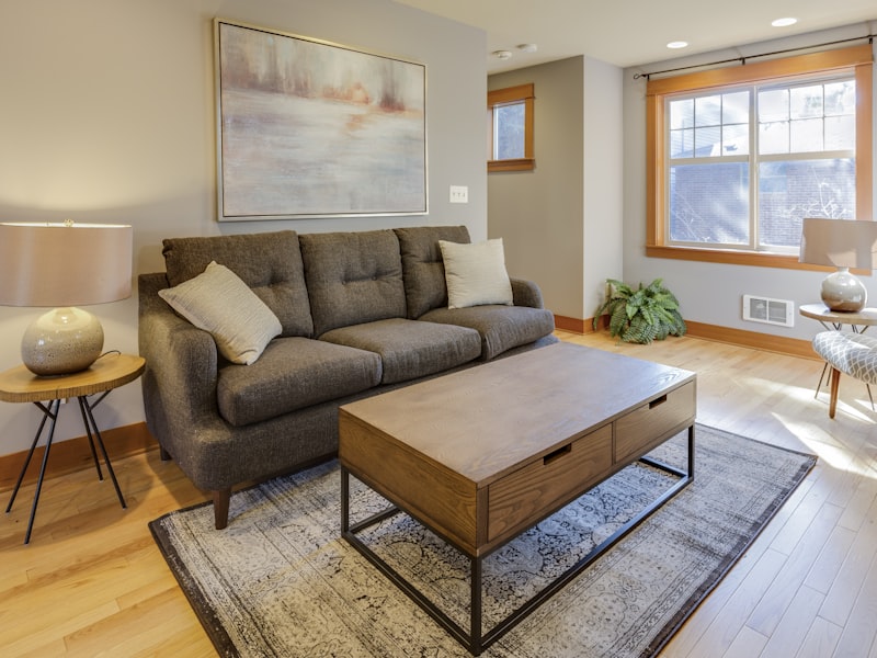 A neat living room in soft natural light
