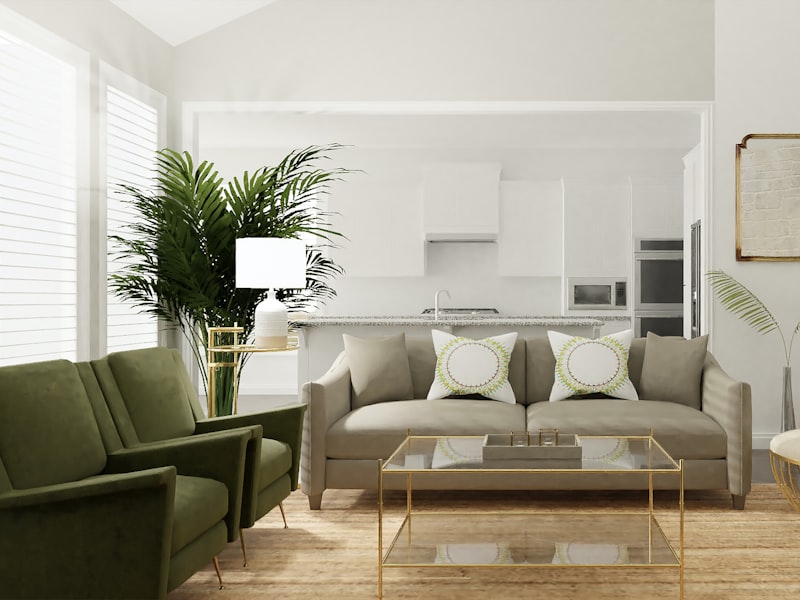 A tidy gray and white sofa set staged for guests